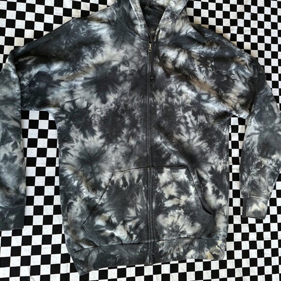 Navy Tie Dye Oversized Zip Up Hoodie - Picture 2 of 7